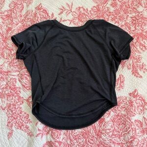 Free people Black Short Sleeve Scoop Hem Tee